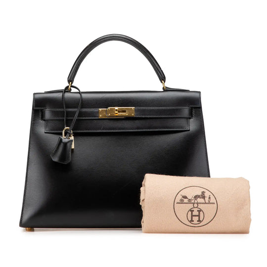 Hermès Kelly Sellier 32 Black Boxcalf Gold