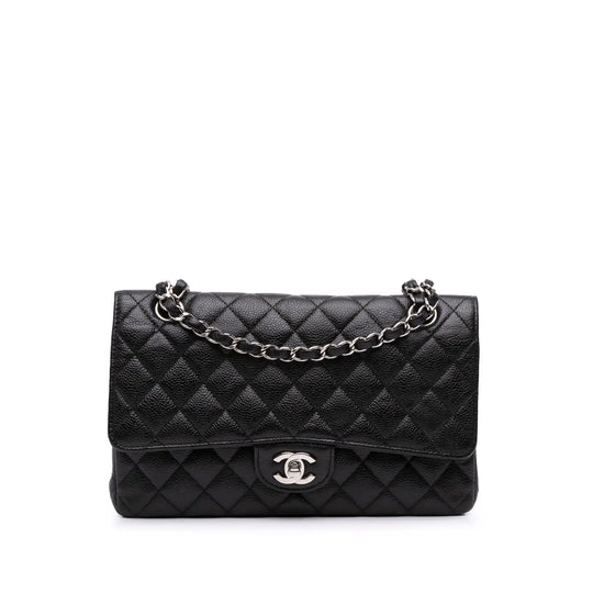 Chanel Classic Double Flap Medium Black Caviar Silver