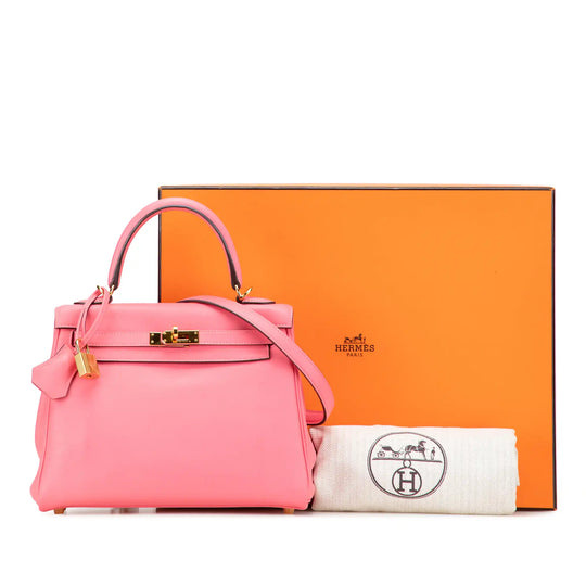 Hermès Kelly Retourne 25 Pink Swift Gold