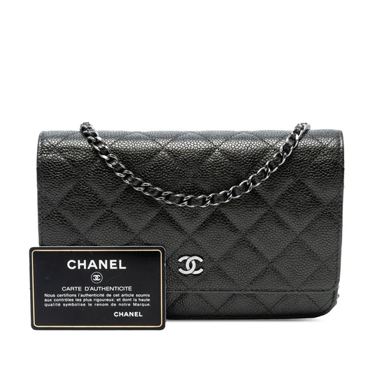 Chanel WOC Black Caviar Silver