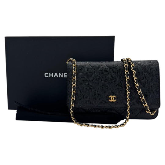Chanel WOC Black Caviar Gold