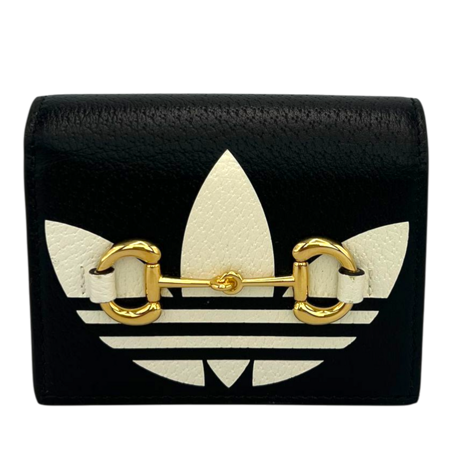 Gucci x Adidas Horsebit 1955 Wallet with Strap in Black Leather