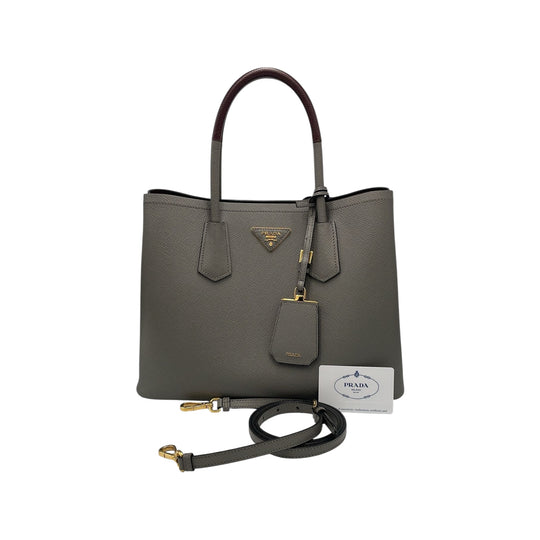 Prada Double Tote Bag Gray Saffiano