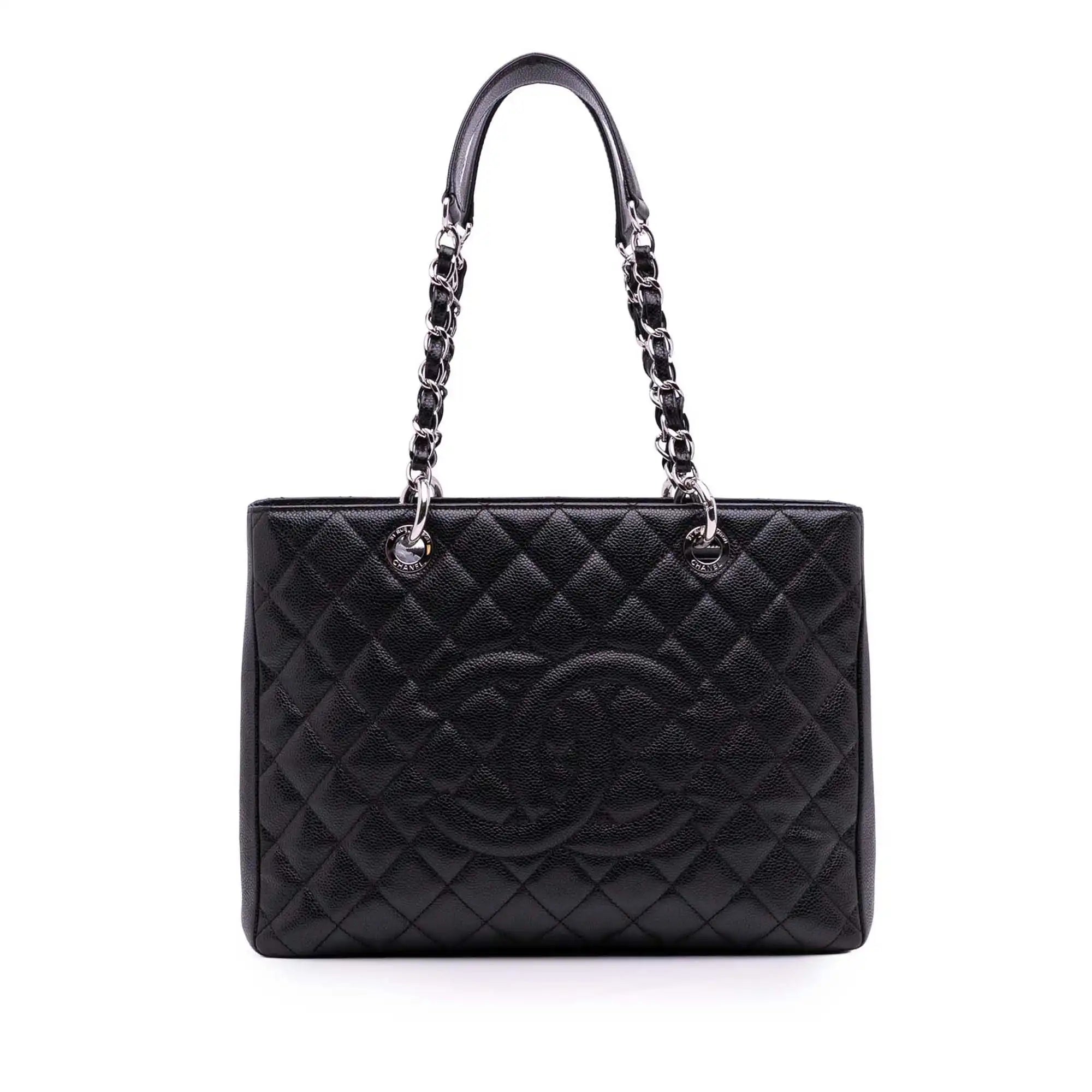Das zeitlose Vermächtnis: Die Chanel Grand Shopping Tote in schwarzem Kaviar mit silberner Hardware