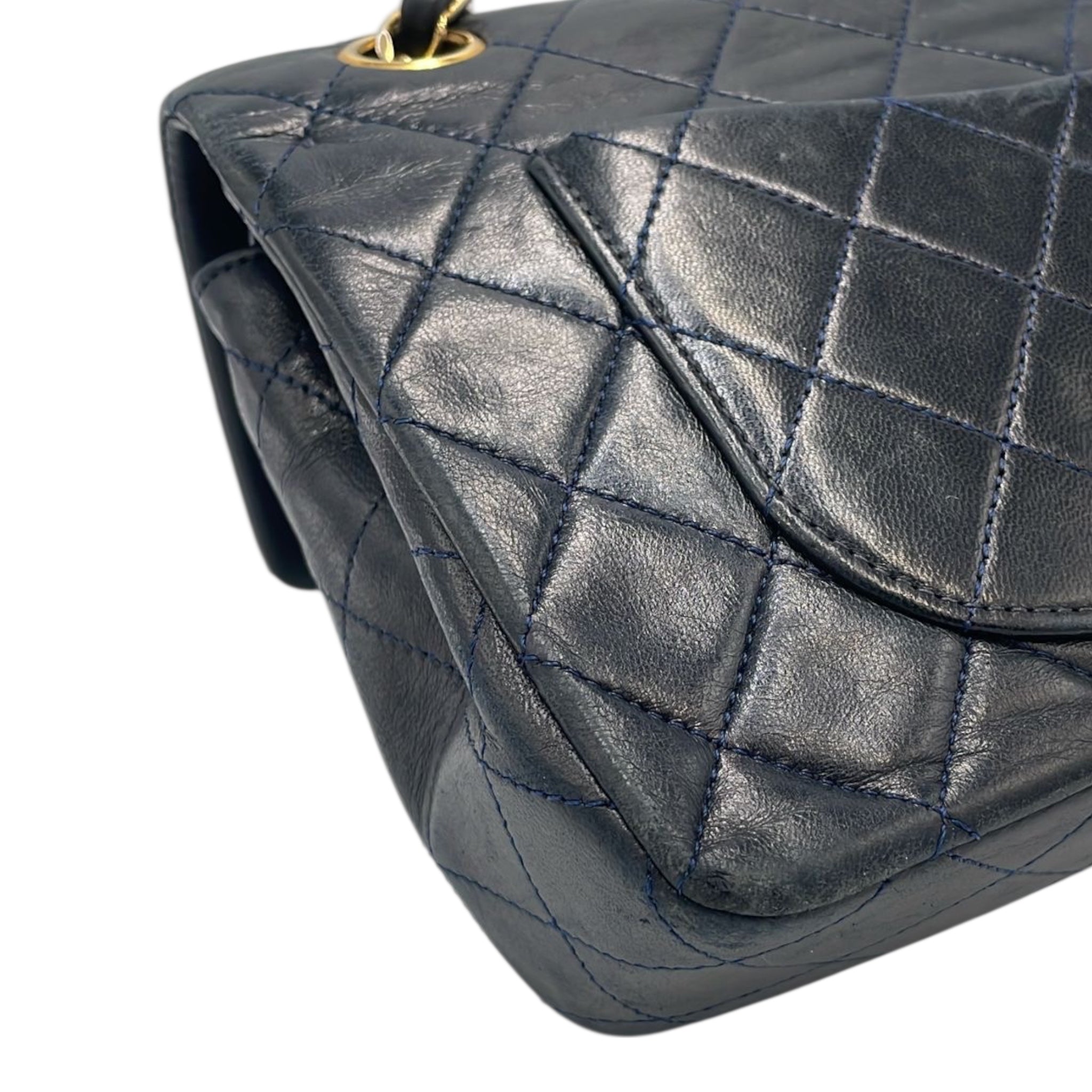 Chanel Classic Double Flap Small Marine Blue Lambskin Gold