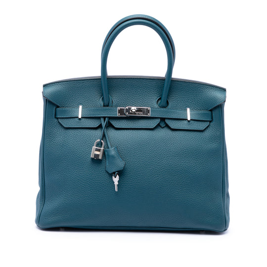 Hermès Birkin Retourne 35 Blue Colvert Clemence Palladium