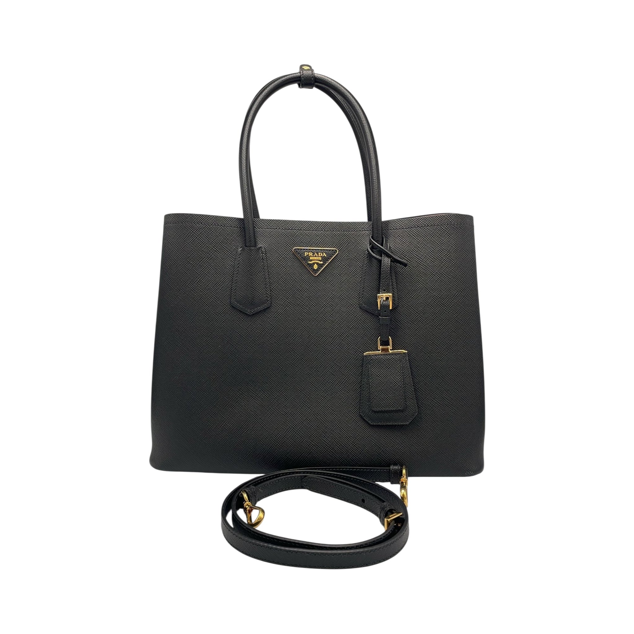 Prada Double Cuir Black Saffiano