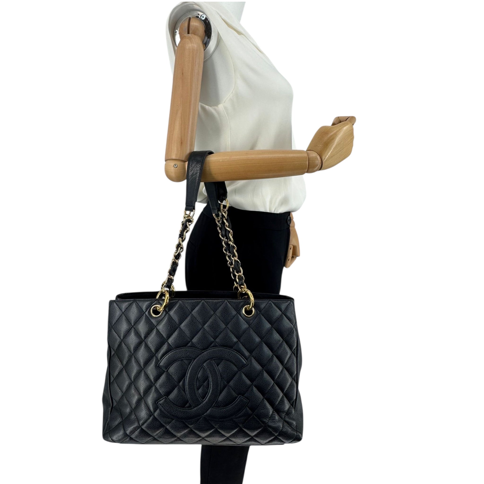 Chanel GST Black Caviar Gold