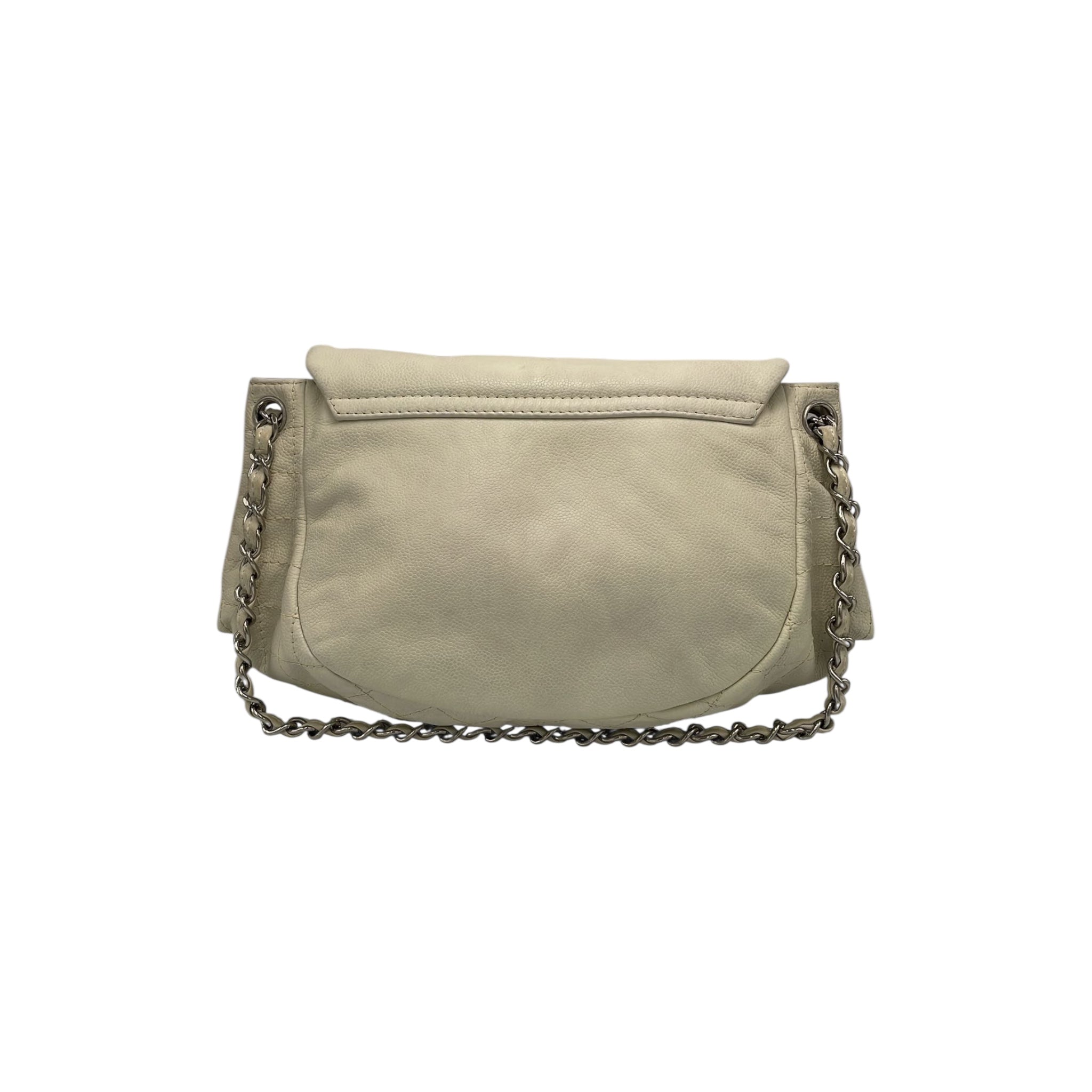 Chanel Halfmoon WOC Vintage White Caviar Silver