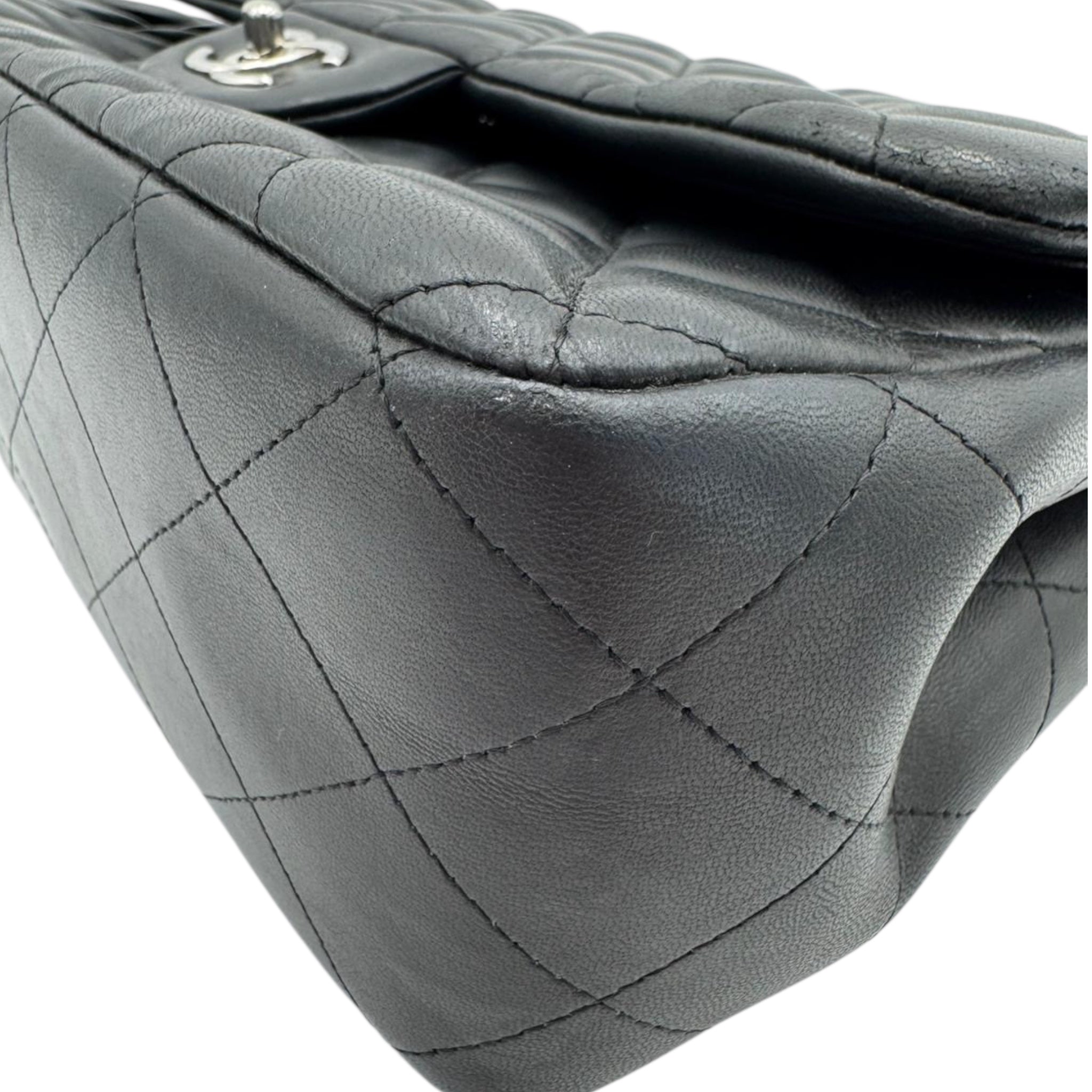 Chanel Classic Double Flap Jumbo Black Calfskin Silver