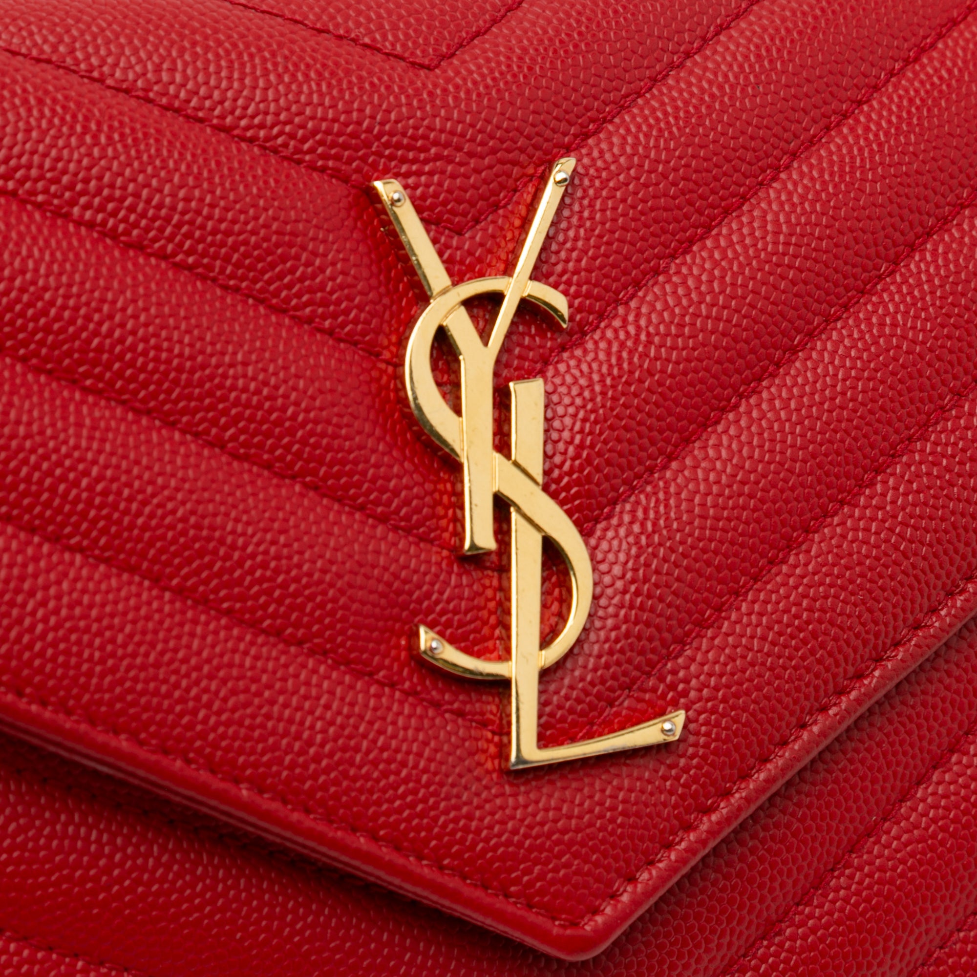 Yves Saint Laurent Wallet on Chain Red Grain De Poudre