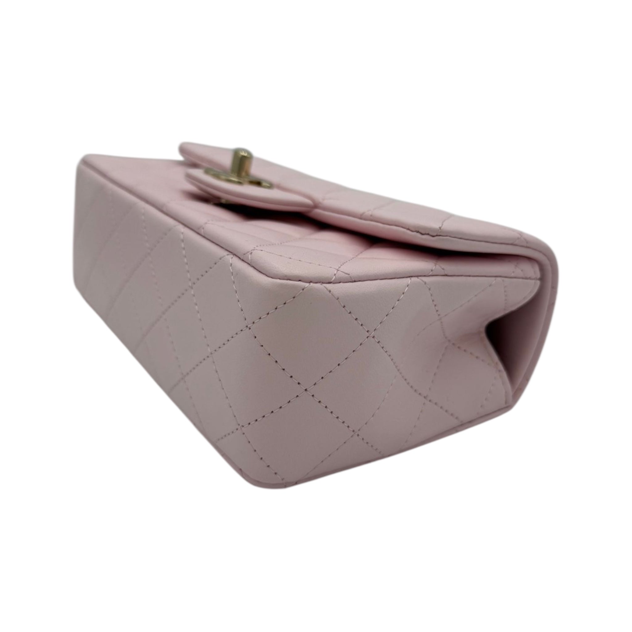Chanel 22P Top Handle Rectangular Mini Light Pink Lambskin Gold