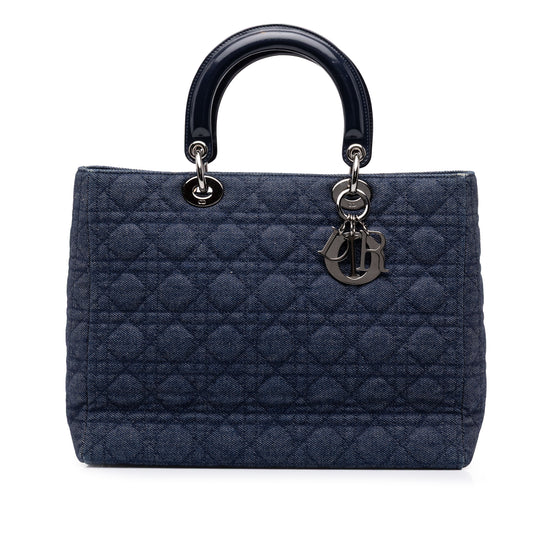 Dior Lady Dior Large Blue Denim Patent Leather