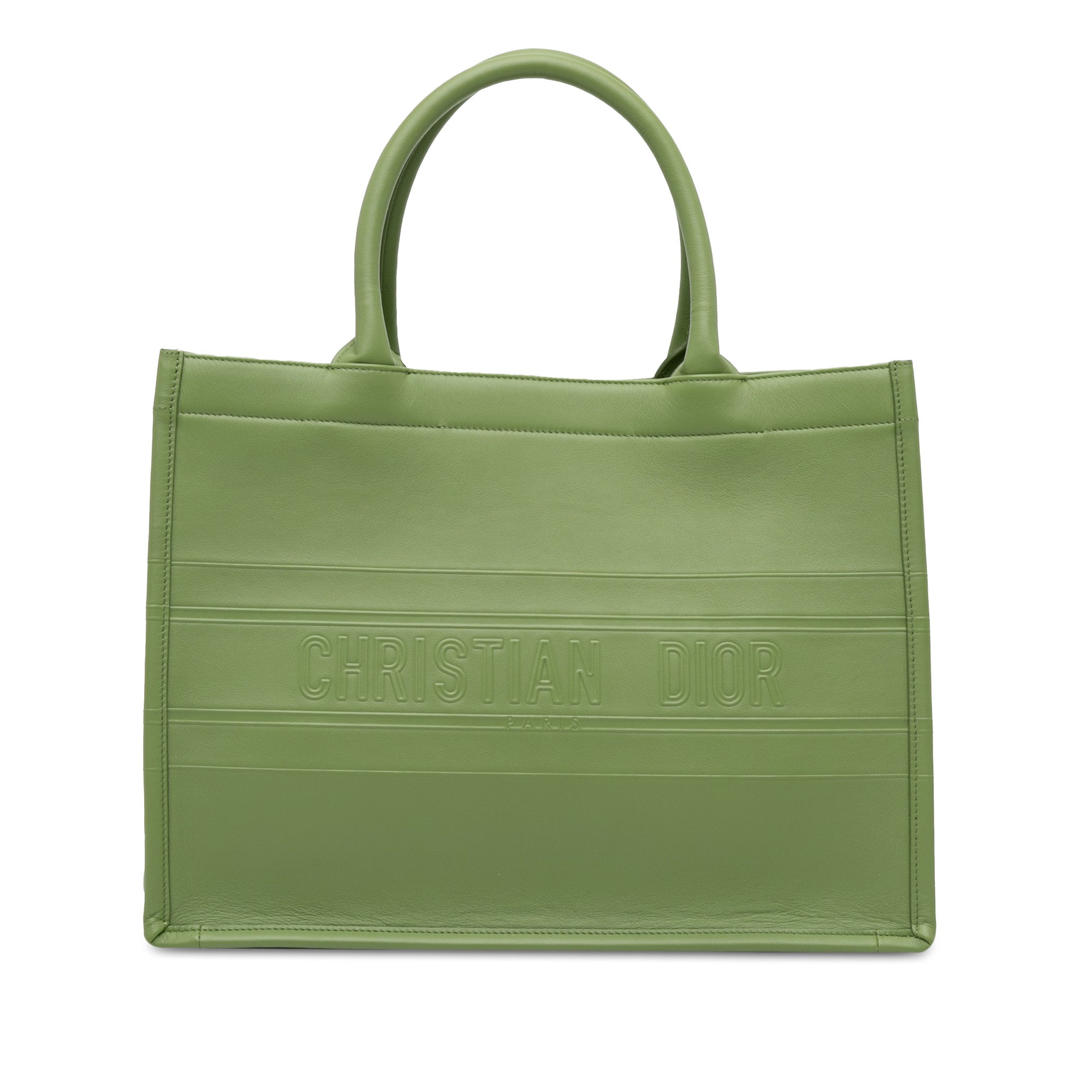 Dior Book Tote Medium Green Embossed Leather