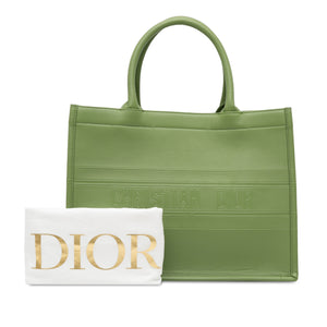 Dior Book Tote Medium Green Embossed Leather