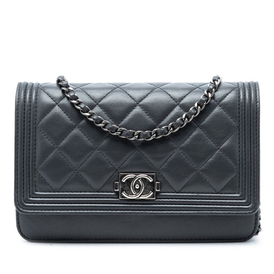 Chanel Boy WOC Wallet On Chain Black Lambskin Ruthenium