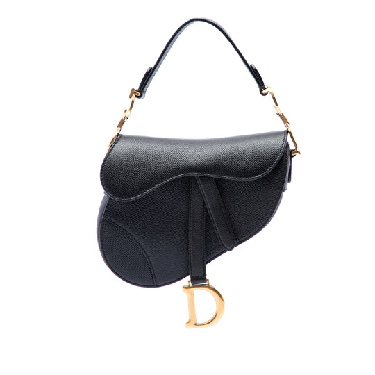 Dior Saddle Mini Black Grained Calfskin