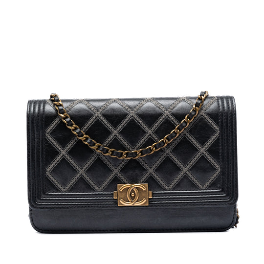 Chanel Boy Wallet On Chain Black Lambskin