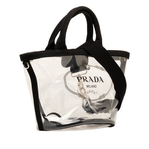 Prada Logo Tote Canapa Trimmed Plex