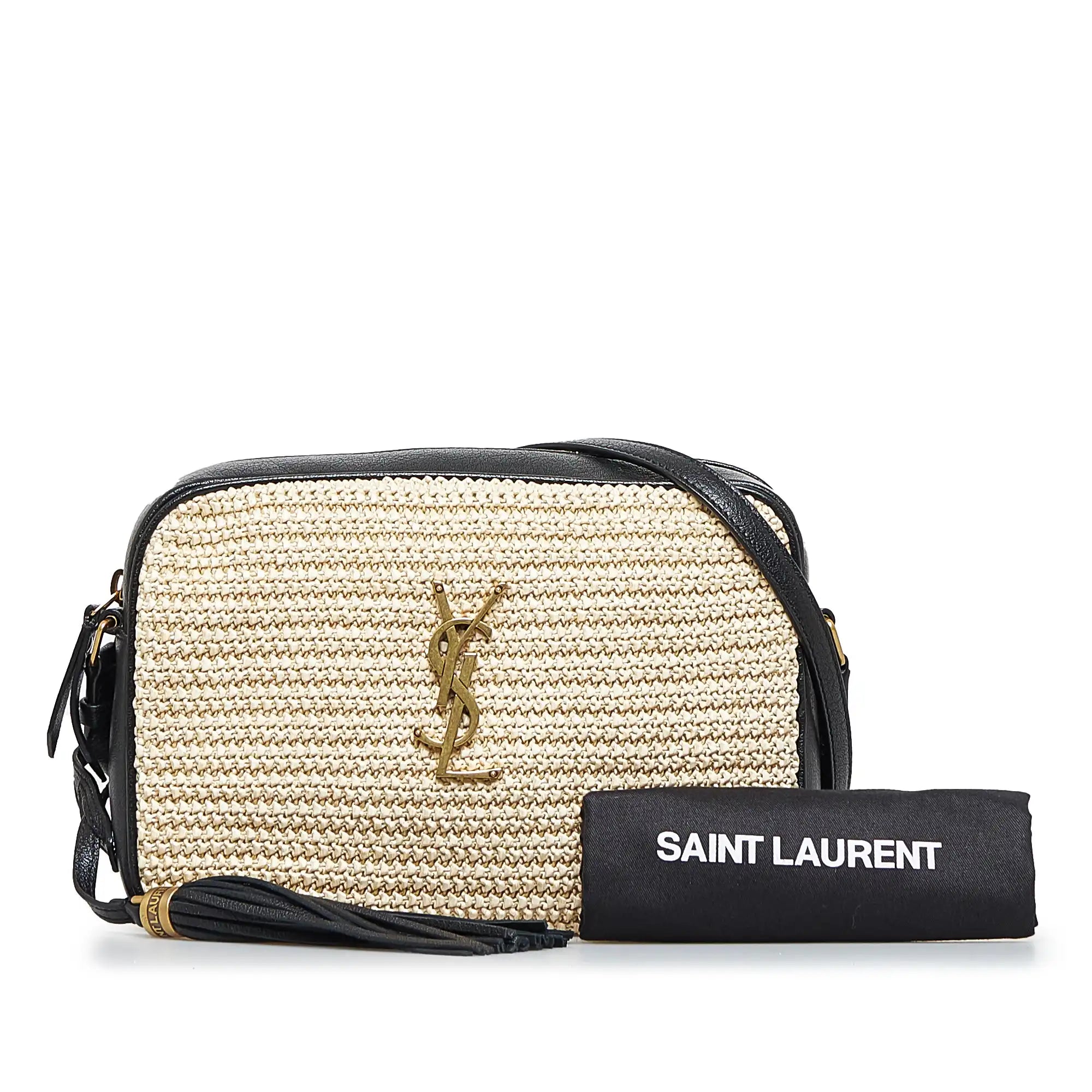 Yves Saint Laurent Lou Camera Bag Beige Raffia