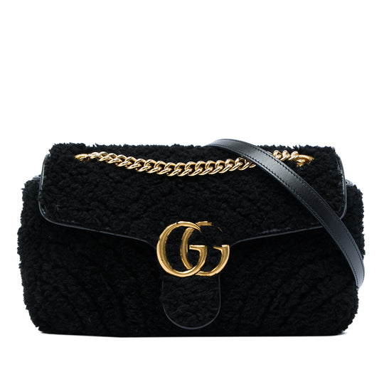 Gucci GG Marmont Medium Black Shearling