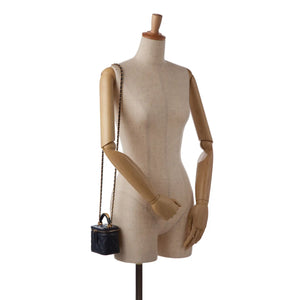 Chanel Top Handle Vanity Bag Small Blue Lambskin Gold