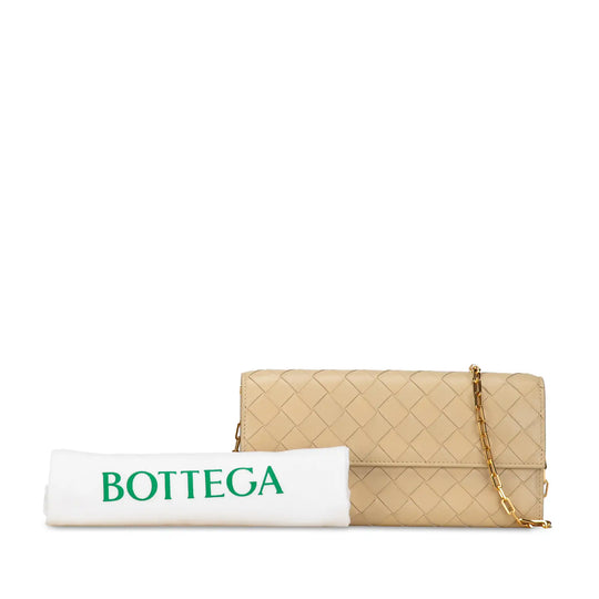 Bottega Veneta Wallet on Chain Beige Intrecciato