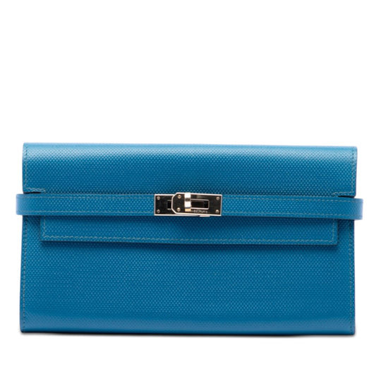 Hermès Kelly Longue Wallet Bleu Zanzibar Calfskin