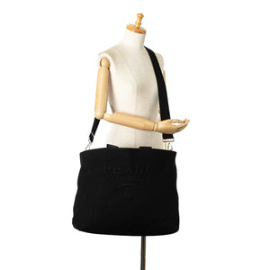 Prada Canapa Drill Tote Black Canvas