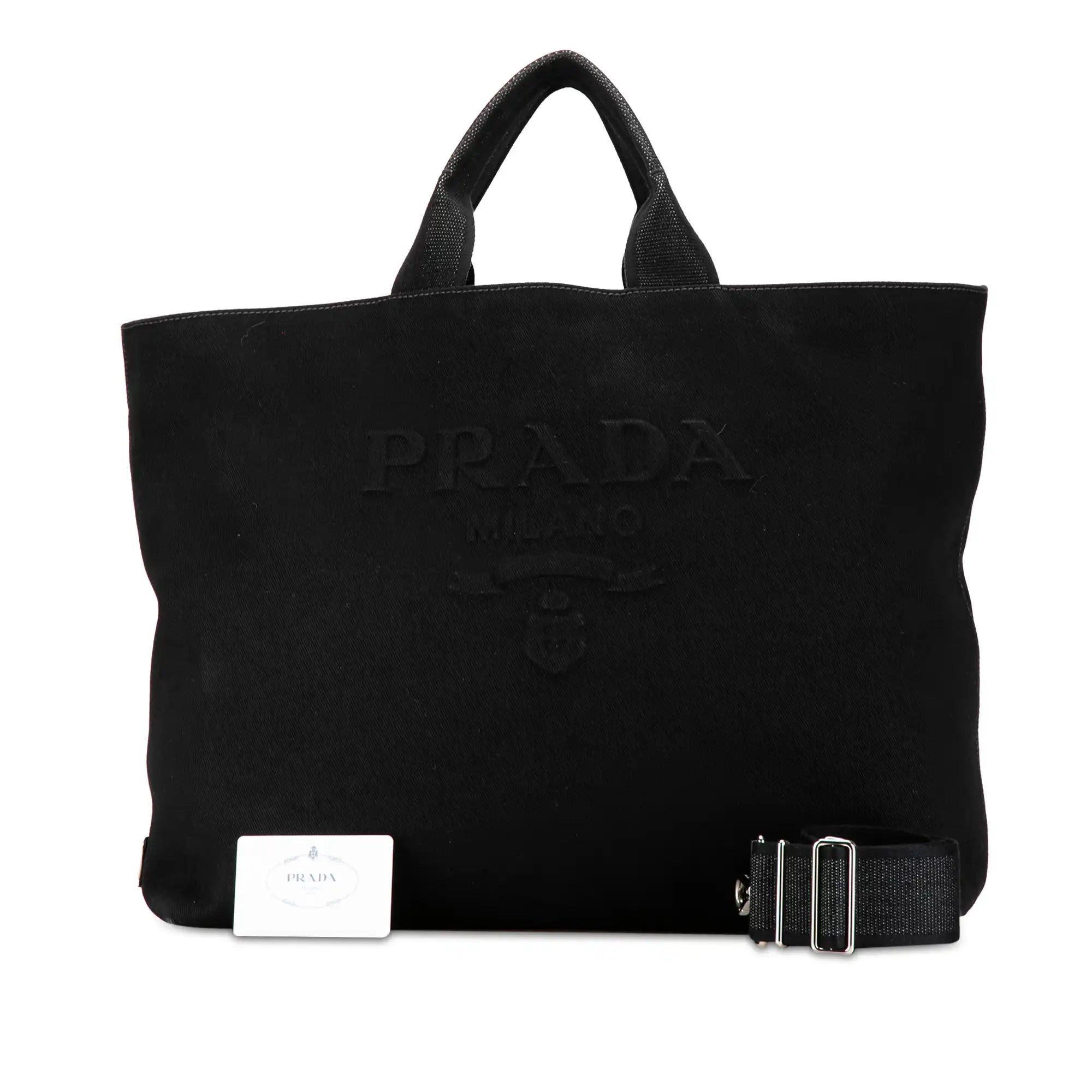 Prada Canapa Drill Tote Black Canvas