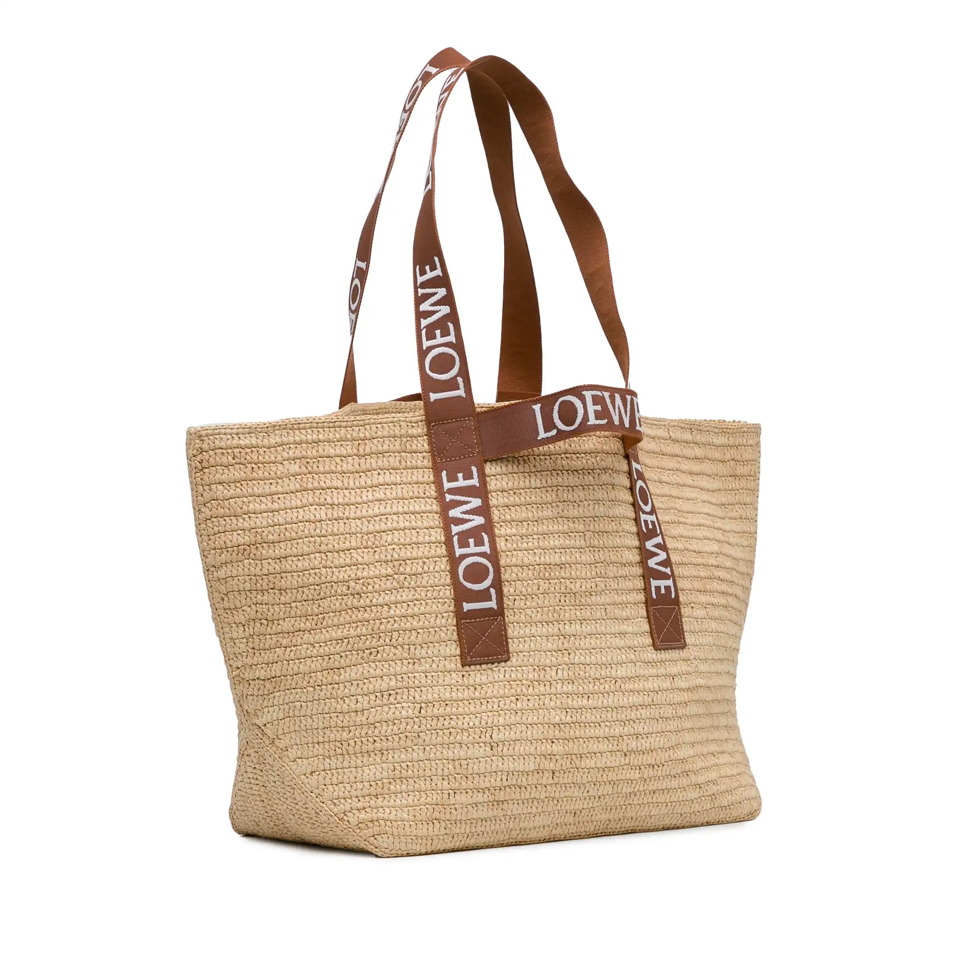 Loewe Fold Shopper Tote Brown Raffia