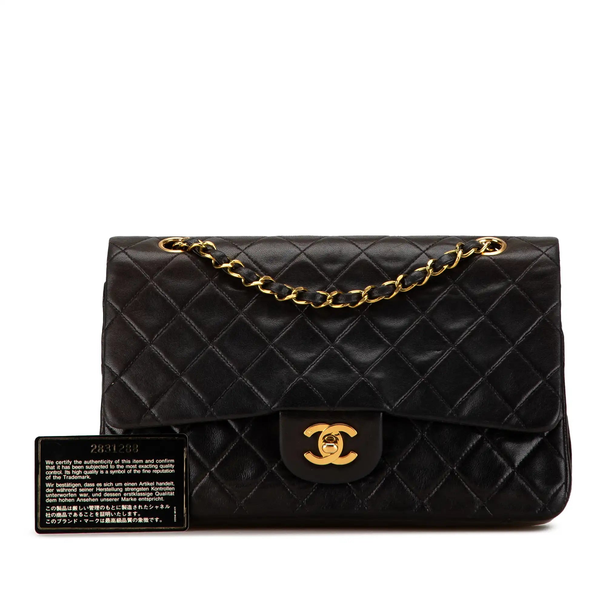 Chanel Classic Double Flap Medium Black Lambskin Gold