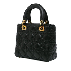 Dior Lady Dior Small Black Cannage Lambskin Gold