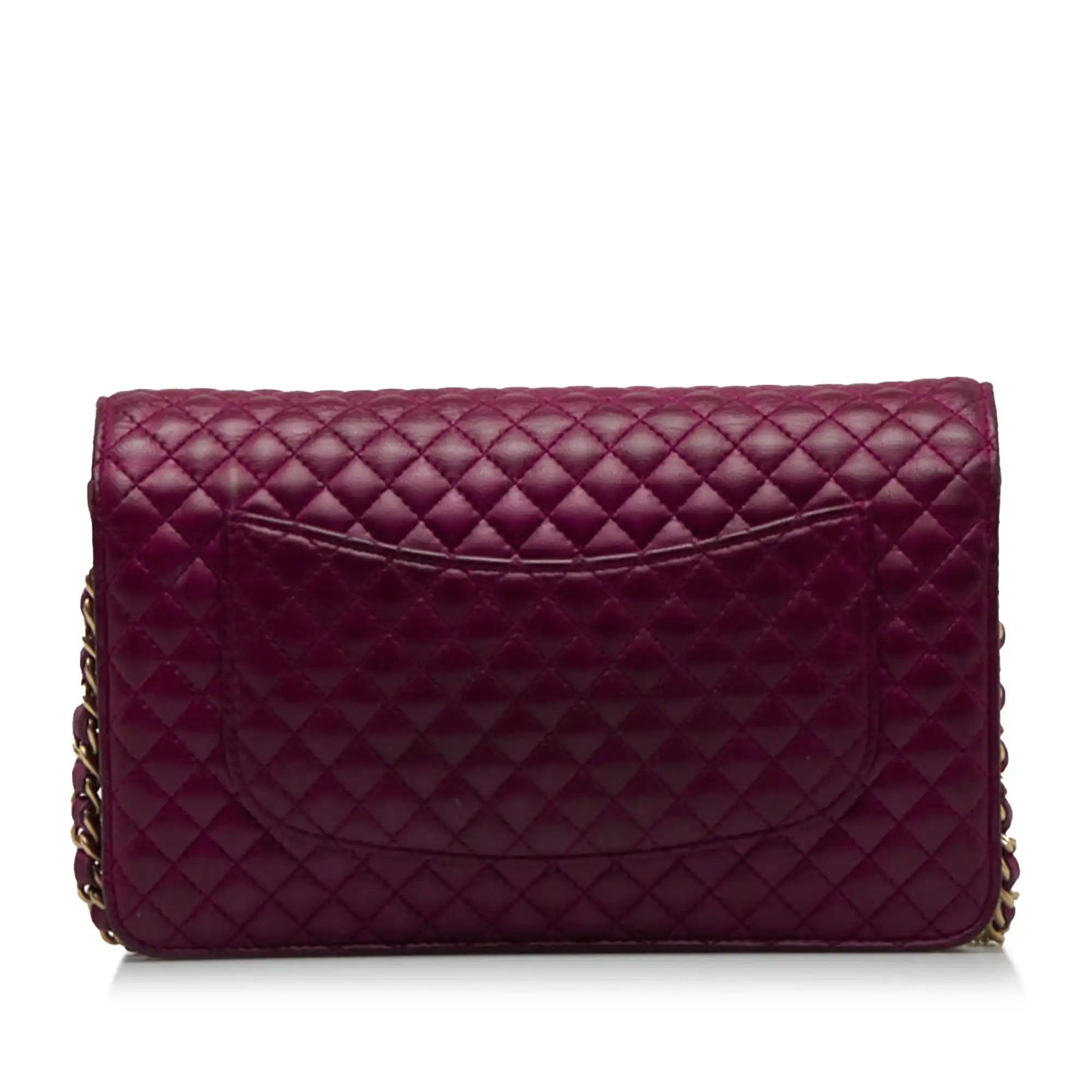 Chanel Camellia Wallet On Chain Purple Lambskin Gold