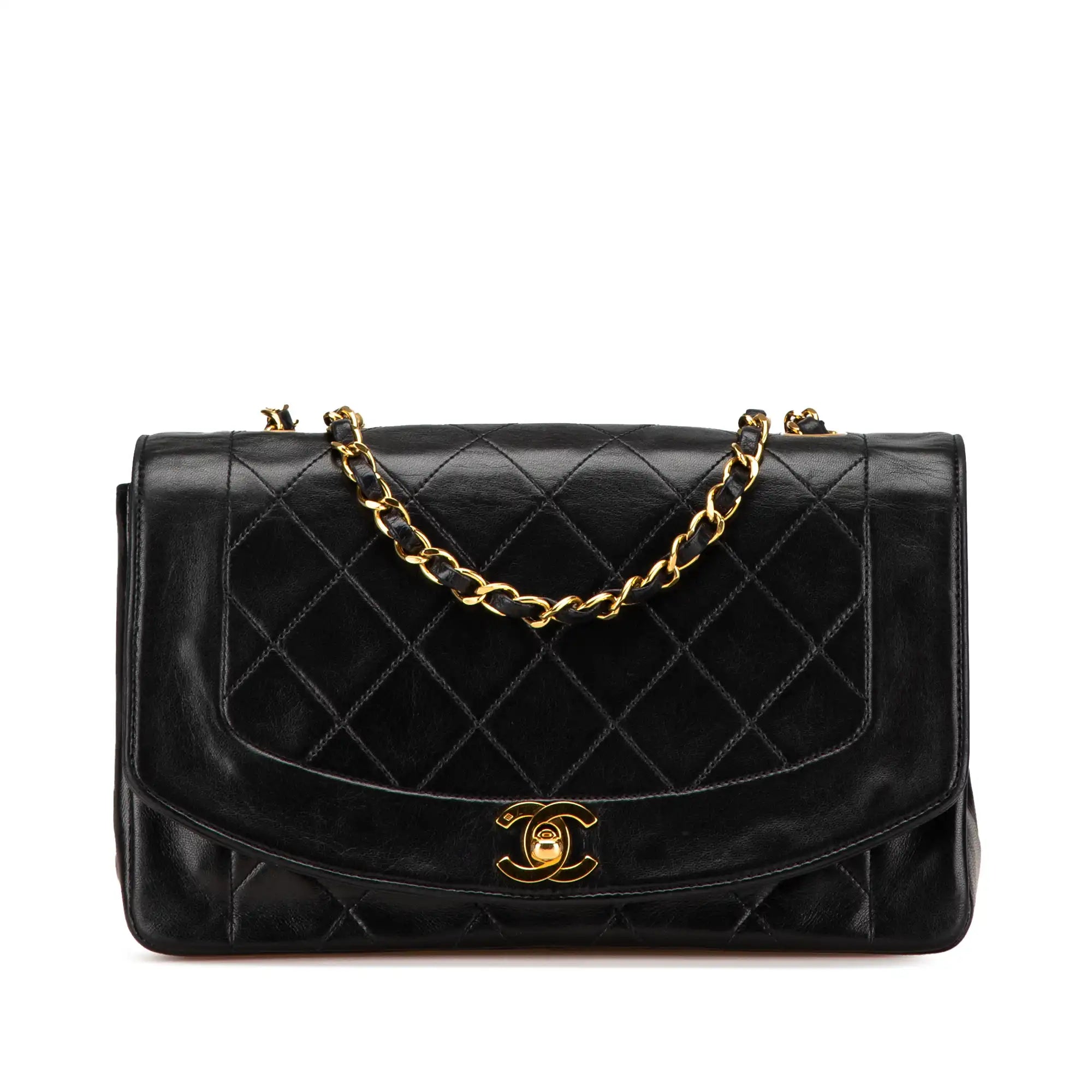 Chanel Diana Medium Black Lambskin Gold