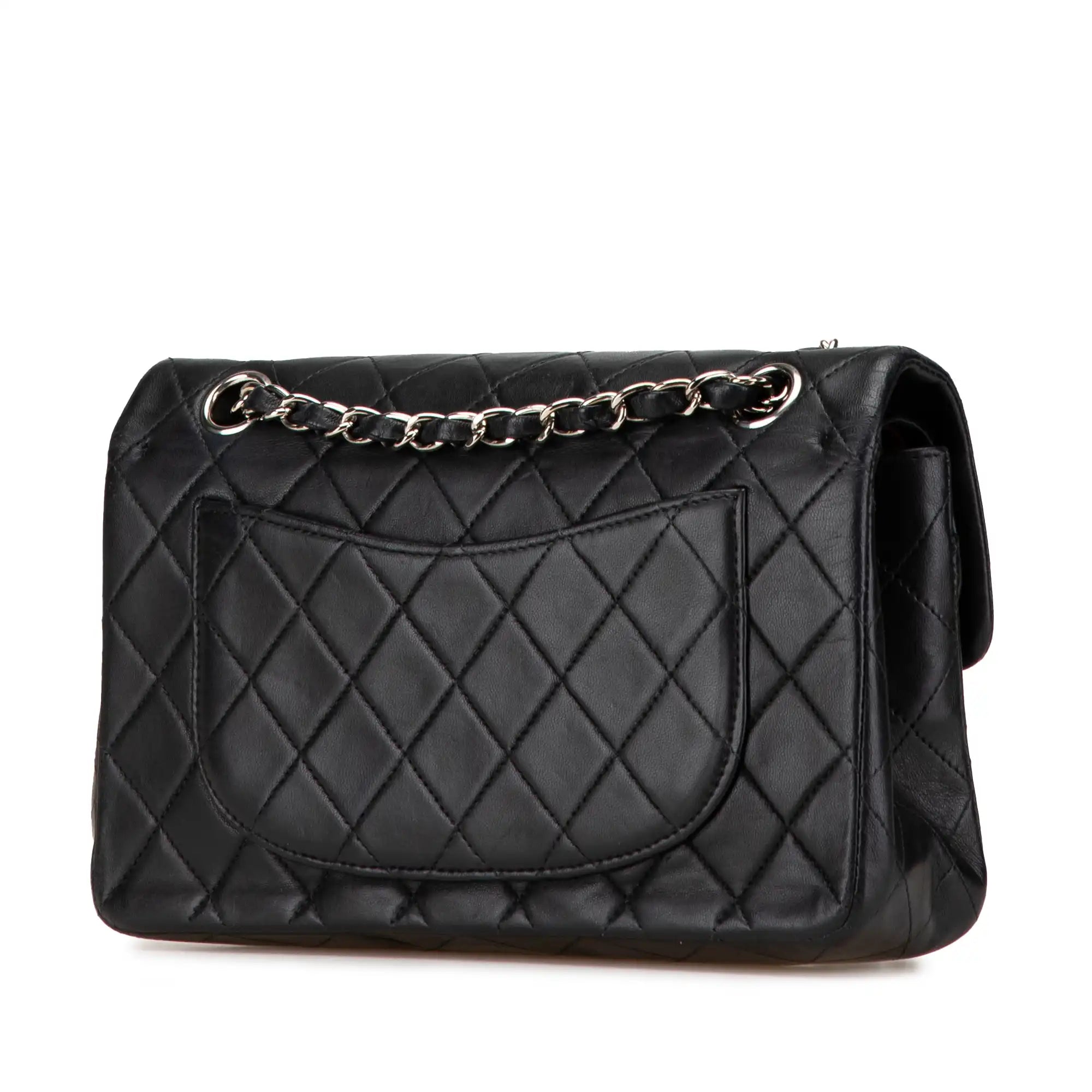 Chanel Classic Double Flap Small Black Lambskin Silver