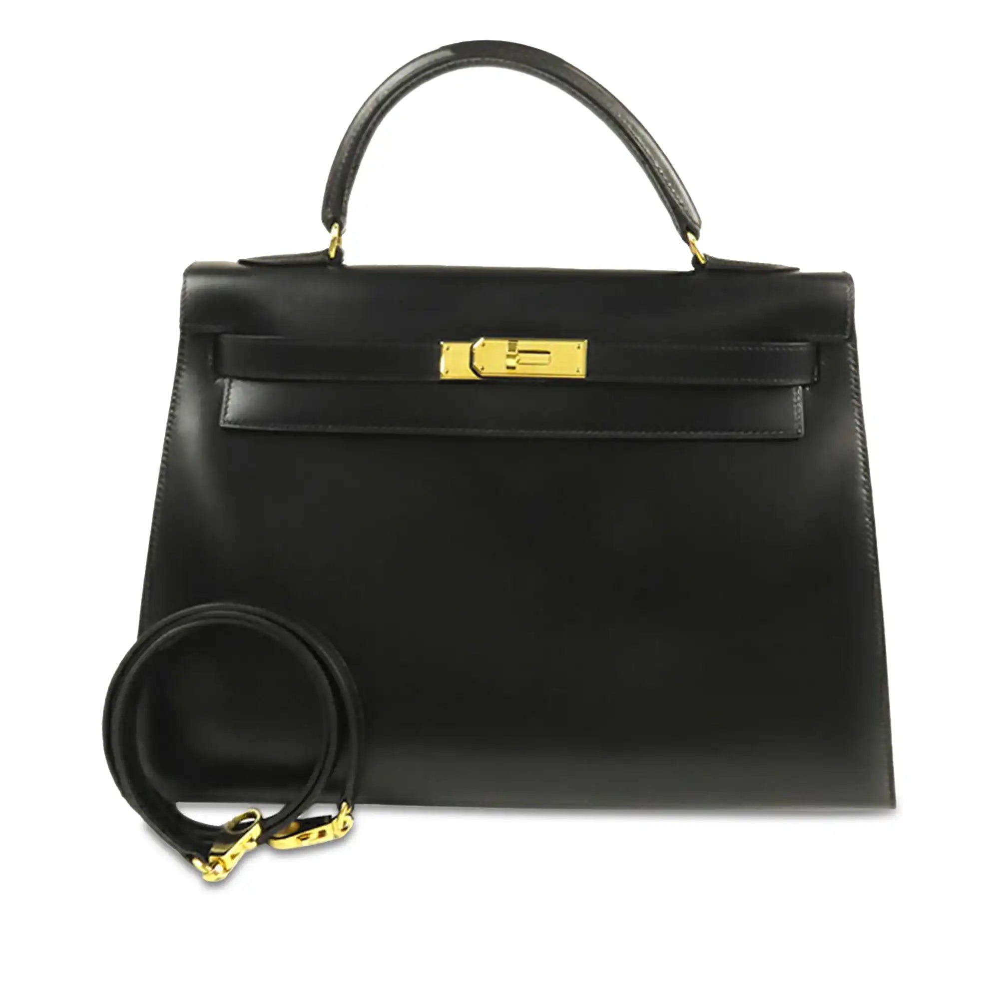 Hermès Kelly Sellier 32 Black Boxcalf Gold