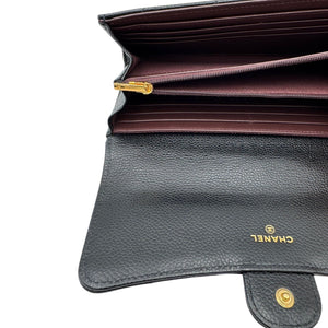 Chanel Classic Long Flap Wallet Black Caviar Gold
