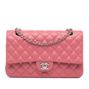 Chanel Classic Double Flap Medium Pink Lambskin Silver