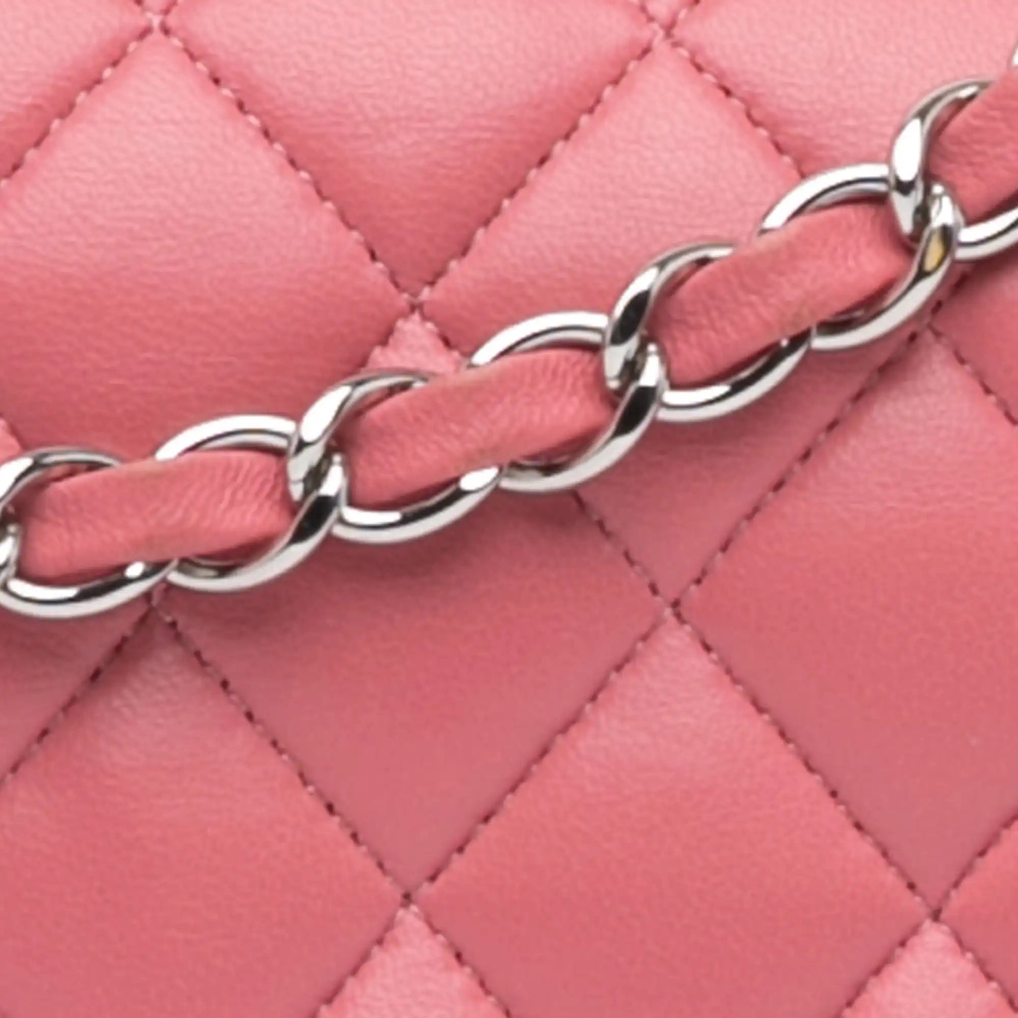 Chanel Classic Double Flap Medium Pink Lambskin Silver