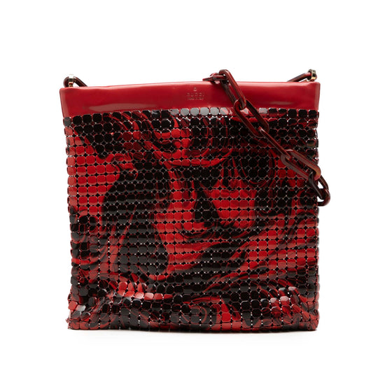 Gucci Metal Abstact Lava Red Silver Plated Chainmail