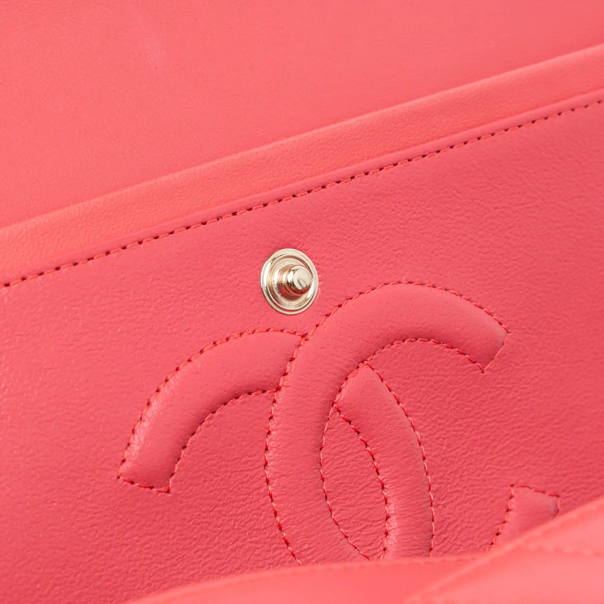 Chanel Classic Double Flap Medium Pink Chevron Lambskin Gold