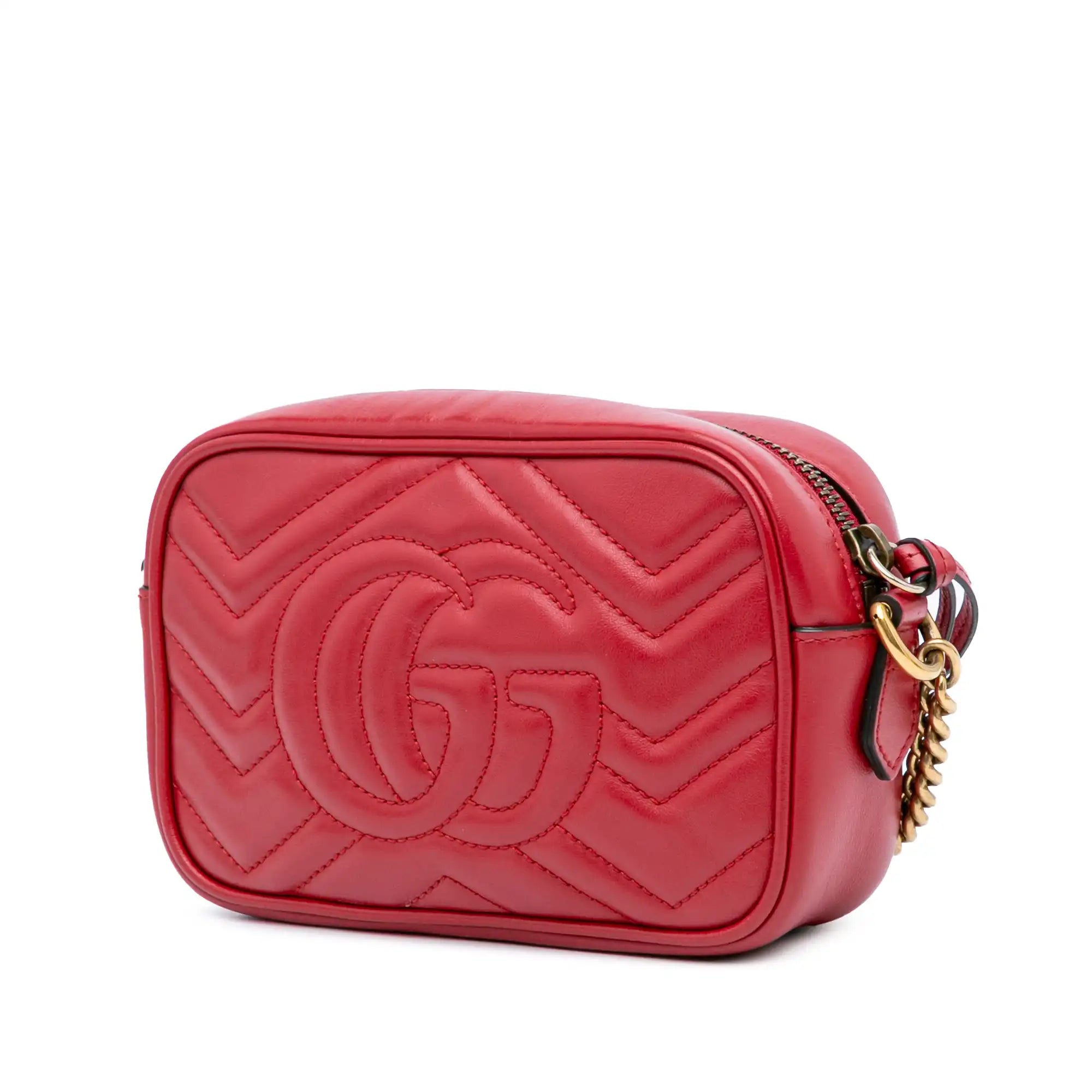 Gucci GG Marmont Mini Red Matelasse Leather