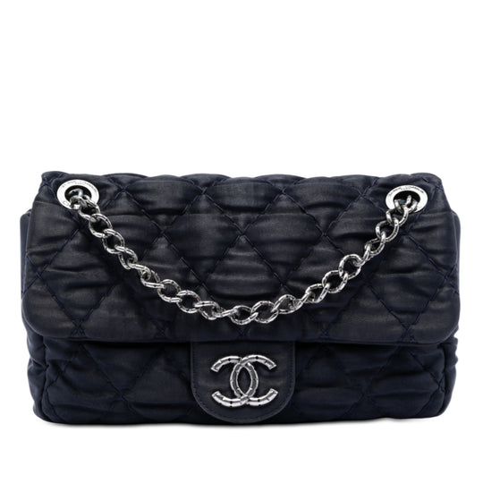 Chanel Classic Single Flap Medium Black Satin