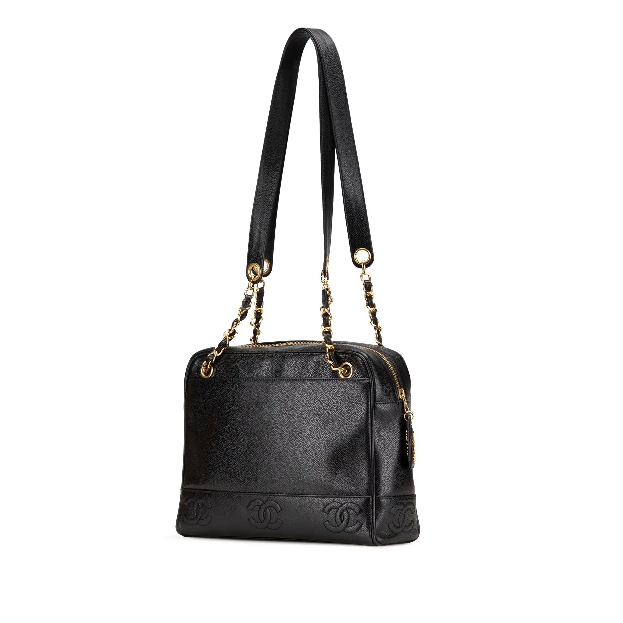 Chanel Triple CC Chain Tote Black Caviar Gold