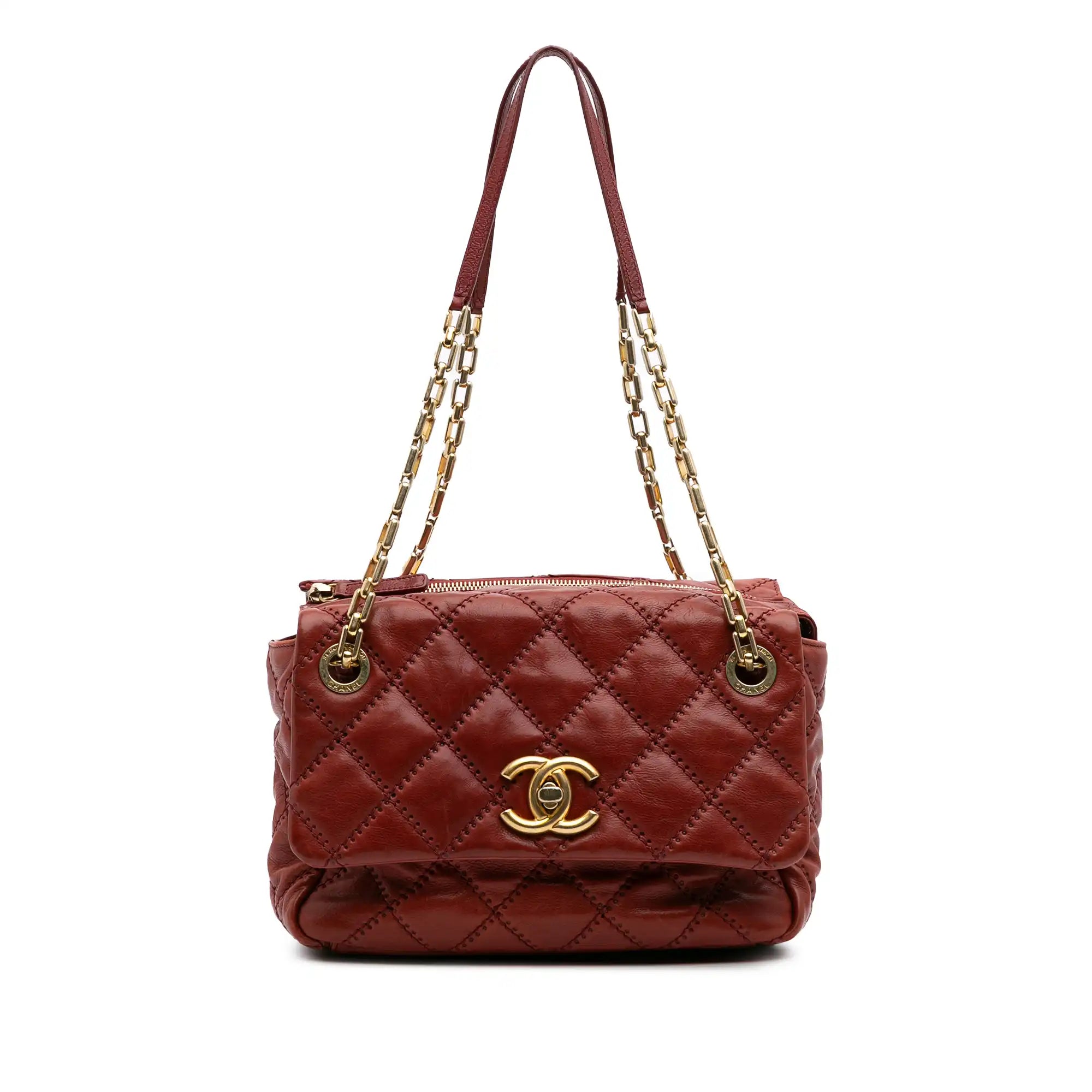 Chanel Ultimate Stitch Retro Chain Shoulder Flap Red Calfskin Gold