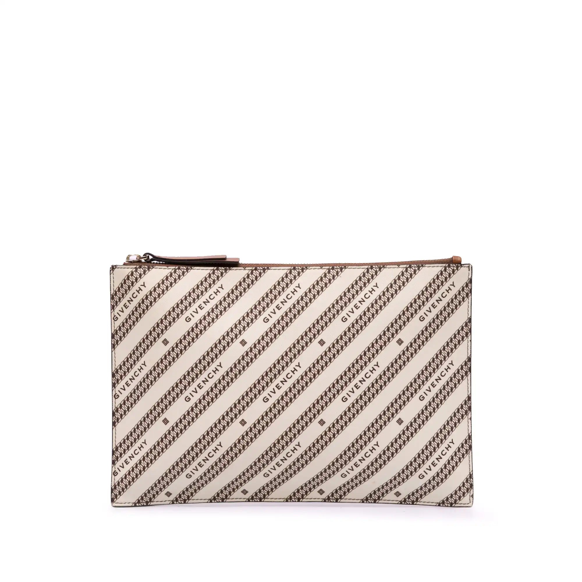 Givenchy Logo Clutch Brown Canvas