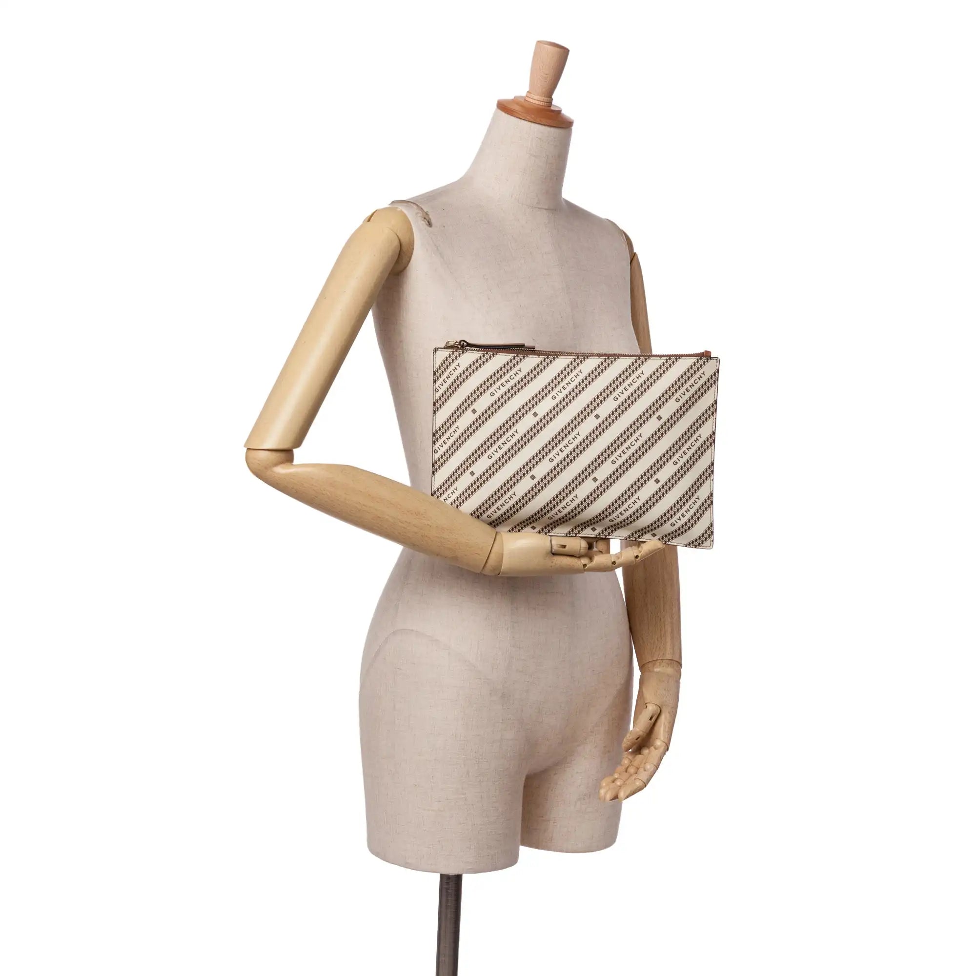 Givenchy Logo Clutch Brown Canvas