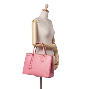Prada Double Zip Galleria Medium Pink Saffiano