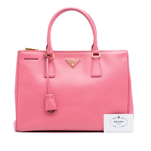 Prada Double Zip Galleria Medium Pink Saffiano